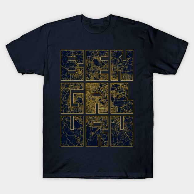 Bengaluru, India City Map Typography - Gold Art Deco T-Shirt by deMAP Studio